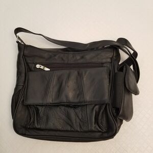Black Faux Leather Shoulder/Crossbody 9 X 8.5 X 3 Black Interior